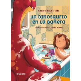 un dinosaurio en la bañera
