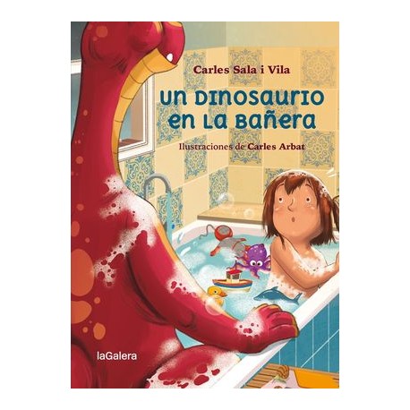 un dinosaurio en la bañera